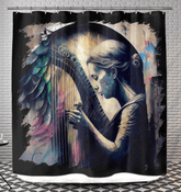 She Can Make That Harp Sing Shower Curtain - Beyond T-shirts